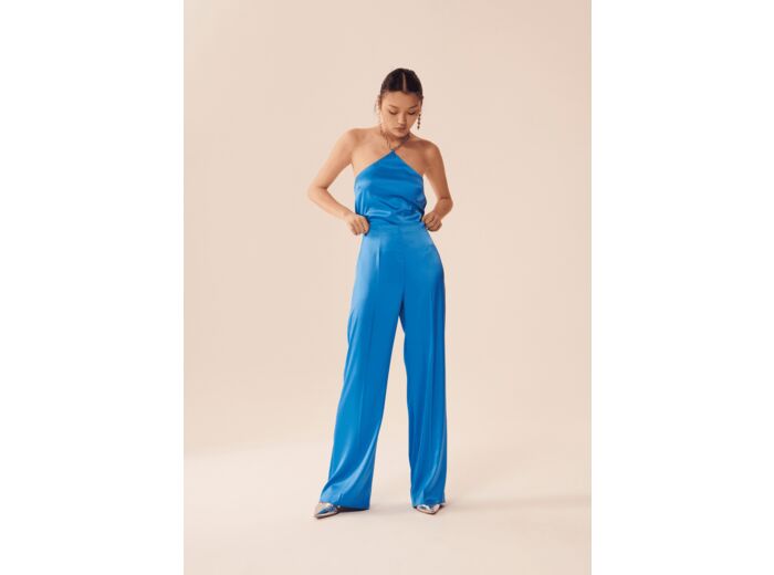 Pantalon Poema-bleu en satin