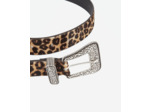 Ceinture Large En Cuir Leopard Avec Une Boucle Western