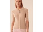 Gilet Gabrielle-beige en coton extrafin