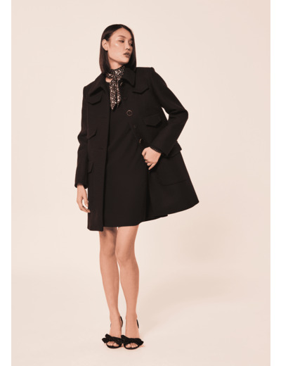 Manteau Marin Noir en Laine