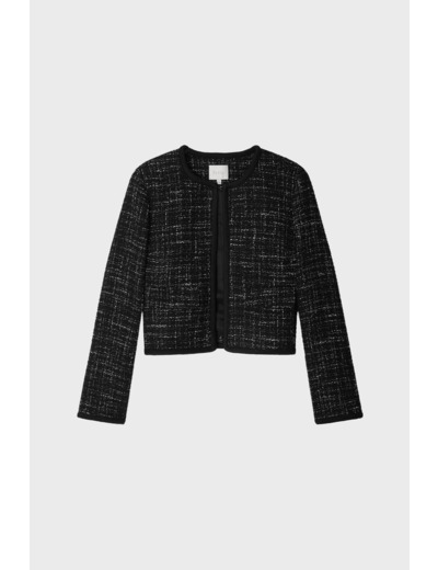 Veste courte de tailleur en tweed noir et blanc - VAIMITI