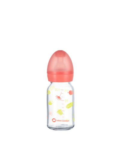 Biberon 120ML en verre, tétine silicone Jungle Vibes