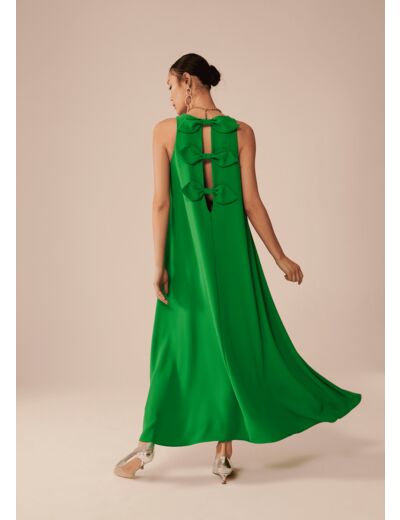 Robe Roxanne-vert émeraude en crêpe