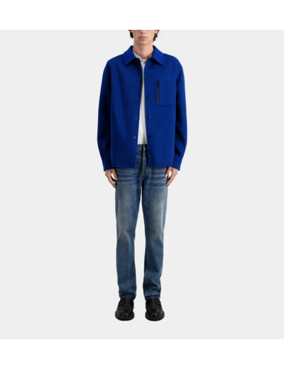 Blouson Type Surchemise Bleu En Laine Mélangée royal blue - dark navy