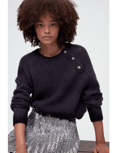 Pull en laine et mohair avec boutons en strass - NONA