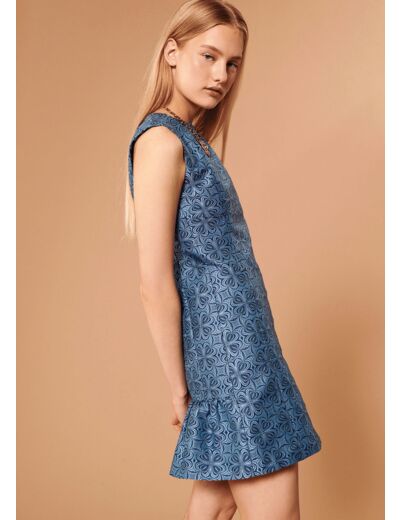 Robe Romeala-bleue en jacquard