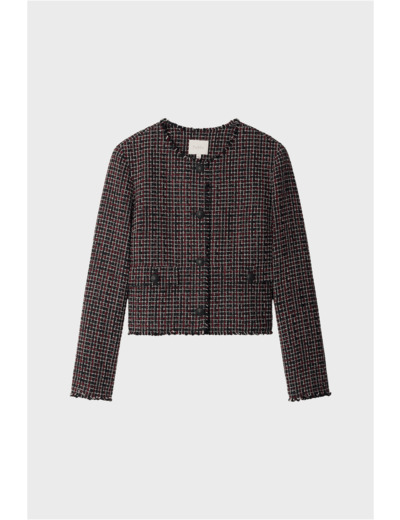 Veste courte en tweed et franges - VALMON