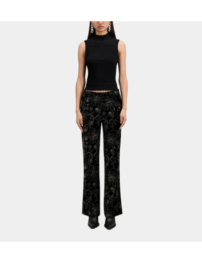 Pantalon Tailleur Noir En Velours Avec Glitters black