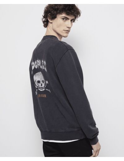 Sweat Col Rond Skull Flames