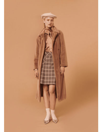 Trench-coat Isotta beige en fausse fourrure