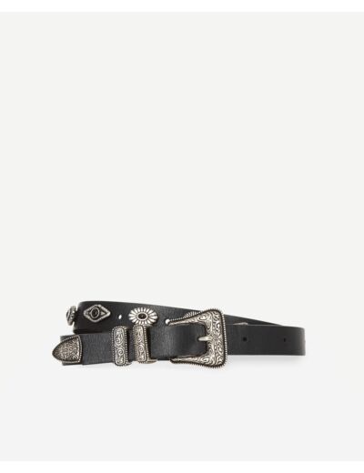 Ceinture En Cuir Avec Rivets Western Metal