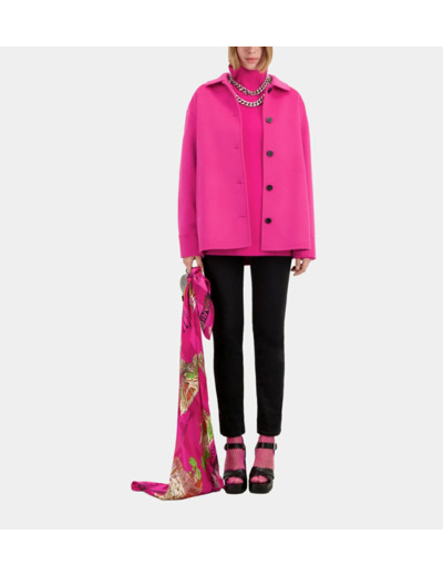 Fringe Double Face Jacket fushia