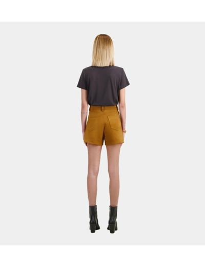 Short En Cuir Camel Avec Franges camel