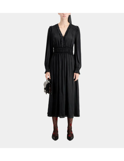 Robe Longue Noire Avec Fronces black