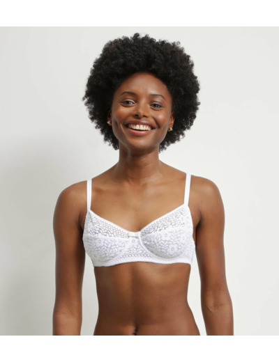 Soutien-gorge à armature en dentelle florale recyclée Blanc Dim Sublim