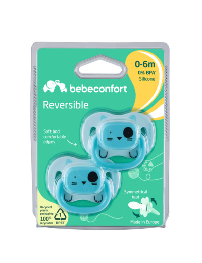 Bebeconfort sucettes silicone reversibles 0-6 mois X2 Blue