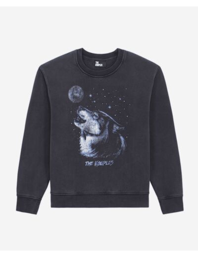 Sweat Wash Avec Print Loup black washed