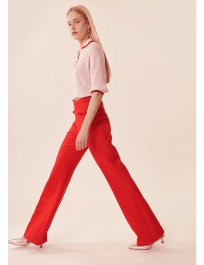 Pantalon Perlita-rouge en toile double