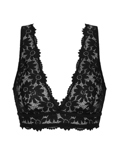 Bralette foulard sans armatures en dentelle florale Noir Daily Glam