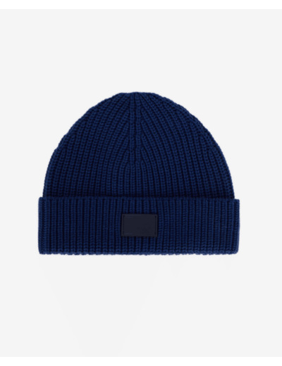 Bonnet Bleu En Laine Côtelée royal blue - dark navy