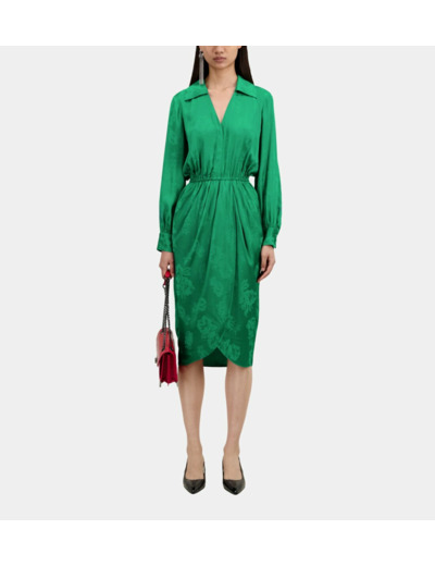 Robe Porte-Feuille Midi En Jacquard green