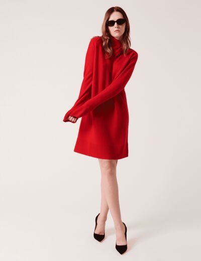 Robe Rhem Robe pull à col montant zippé rouge