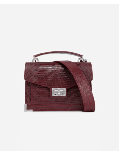 Sac Emily Small En Cuir Bordeaux Effet Lézard bordeaux