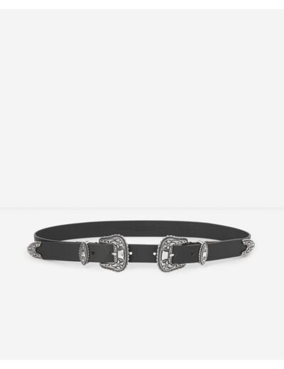 Ceinture En Cuir Double Boucles black