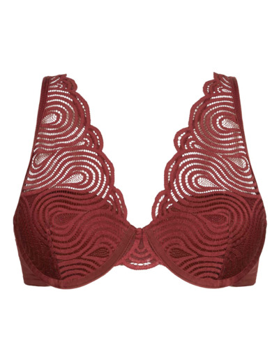 Soutien-gorge foulard à armatures en dentelle vague Rouge Mod de Dim