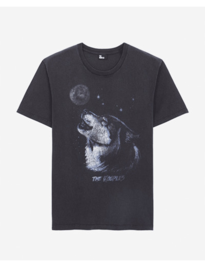 T-Shirt Manches Courtes Wash Avec Print Loup black washed