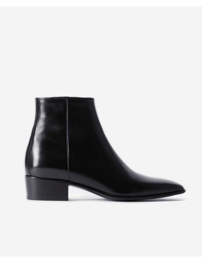 Bottines En Cuir Avec Zip Interieur black