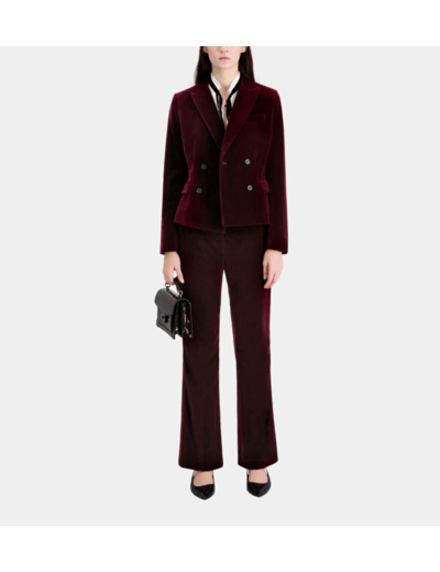 Veste De Costume En Velours Croisee burgundy