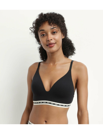 Soutien-gorge triangle en coton modal Noir à bonnets moulés Dim Icons