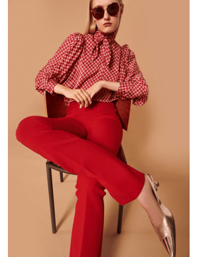 Pantalon Pearl rouge en toile double