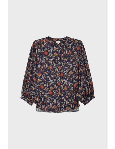 Chemise fluide à col rond et imprimé floral - CALICE