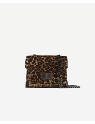 Sac Emily Chaine Cuir Poulain Leopard