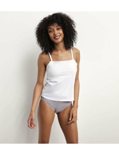 Top femme en coton stretch sans couture Blanc Body Touch Easy