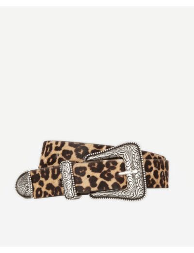 Ceinture Large En Cuir Leopard Avec Une Boucle Western