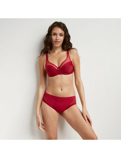 Slip femme en microfibre et tulle au coloris Bordeaux Generous