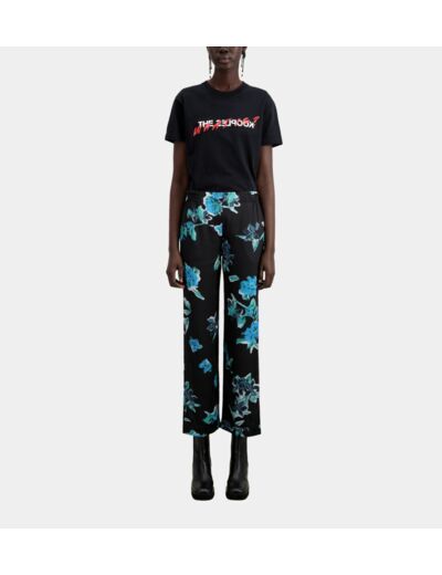 Pantalon Style Pyjama A Taille Elastique black blue