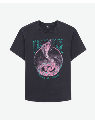 T-Shirt Manches Courtes Avec Print Snake black / pink