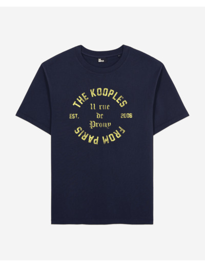 T-Shirt Manches Courtes Avec Print Blason Devant navy