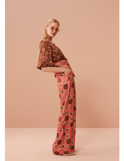 Pantalon Pyla-rose imprimée fleuri