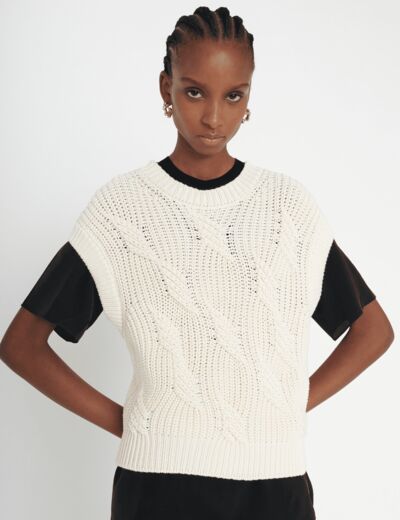 Pull Naiya Pull en maille torsadée écru