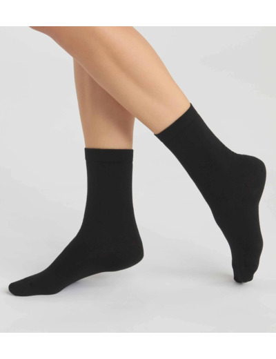 Lot de 2 paires de chaussettes femme en coton bio Noir Dim Good