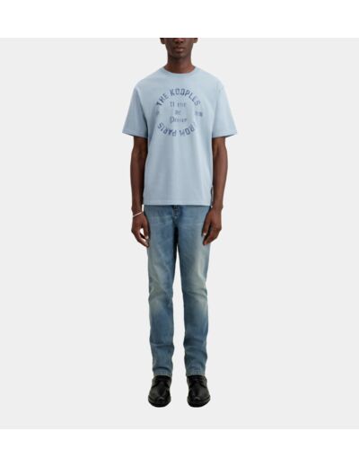 T-Shirt Manches Courtes Avec Print Blason Devant blue grey