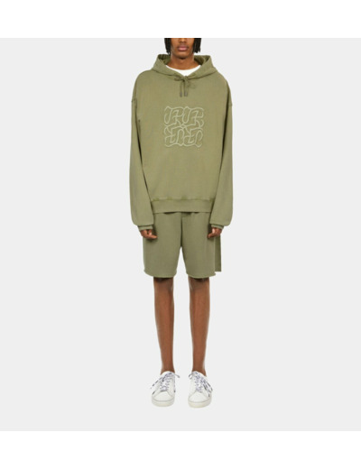 Sweatshirt À Capuche Vert Clair Avec Broderie Logo kaki grey