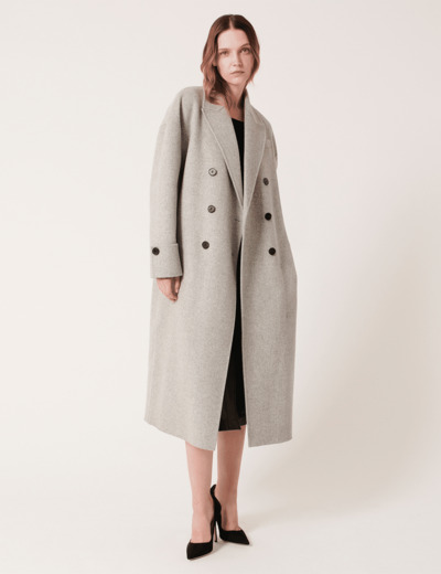 Manteau Memphis Manteau long en laine gris clair chiné