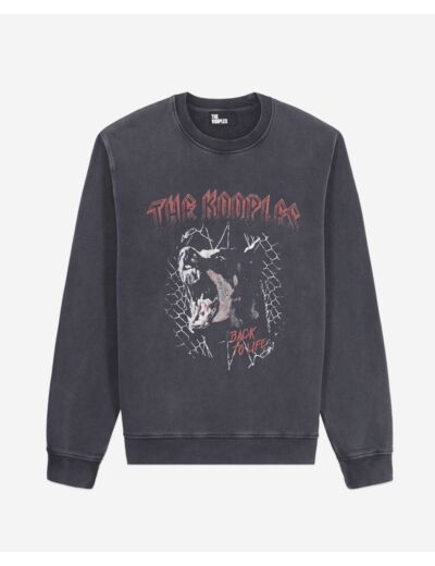 Sweatshirt Noir Avec Sérigraphie Barking Dog