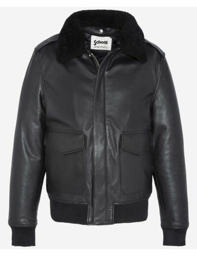 Blouson Aviateur Cuir Vachette Col Amovible